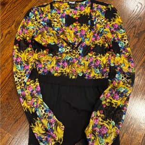 Just Cavalli floral sheer long sleeve XS